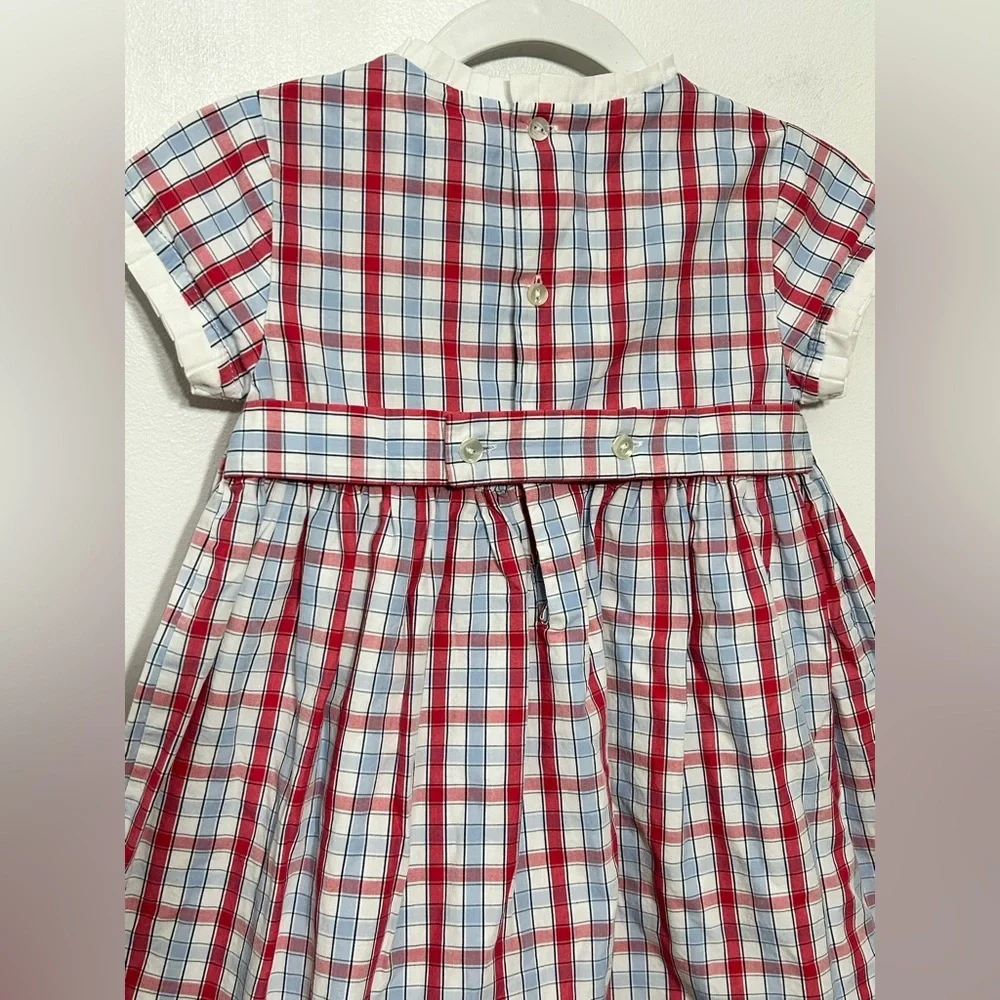 Dombi Smocked Plaid Dress